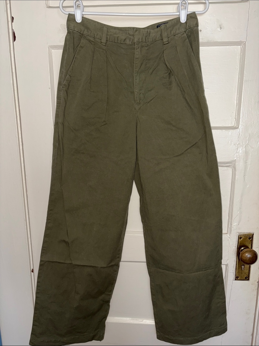 GAP Olive Green Wide-Leg Pleated Trousers